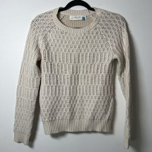 Anthropologie Sparrow Sweater Knit Cable Chunky Beige Cream Women's XS